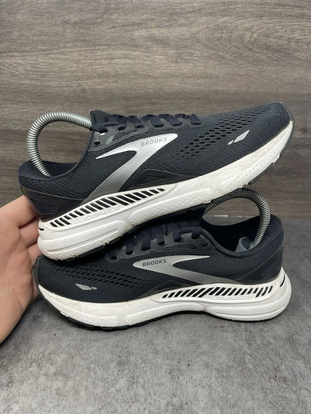 Brooks Adrenaline GTS 23 Black White Silver Size 6.5 Womens Running Shoes